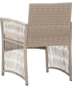 vidaXL Garden Armchairs with Cushions 2 pcs Beige Poly Rattan