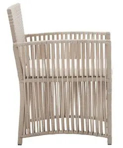 vidaXL Garden Armchairs with Cushions 2 pcs Beige Poly Rattan