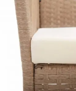 vidaXL Garden Armchairs with Cushions 2 pcs Beige Poly Rattan