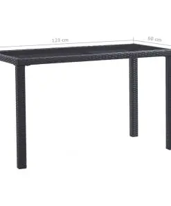 vidaXL Garden Table Black 123x60x74 cm Poly Rattan
