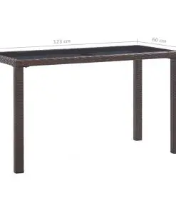 vidaXL Garden Table Brown 123x60x74 cm Poly Rattan