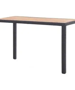 vidaXL Garden Table Black and Brown 123x60x74 cm Solid Acacia Wood