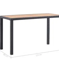 vidaXL Garden Table Black and Brown 123x60x74 cm Solid Acacia Wood