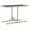 vidaXL Garden Table Beige 110x53x72 cm Glass and Poly Rattan