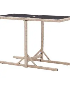 vidaXL Garden Table Beige 110x53x72 cm Glass