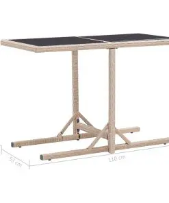 vidaXL Garden Table Beige 110x53x72 cm Glass