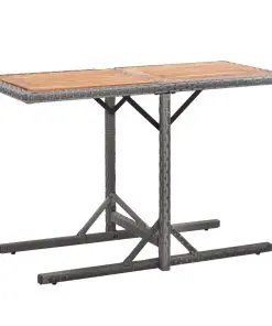 vidaXL Garden Table Anthracite Poly Rattan and Solid Acacia Wood