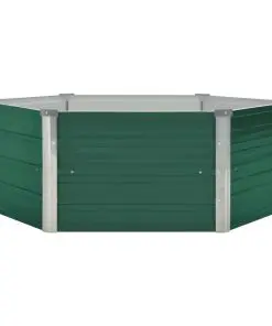 vidaXL Raised Garden Bed 129x129x46 cm Galvanised Steel Green