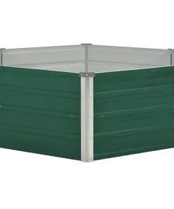 vidaXL Raised Garden Bed 129x129x46 cm Galvanised Steel Green