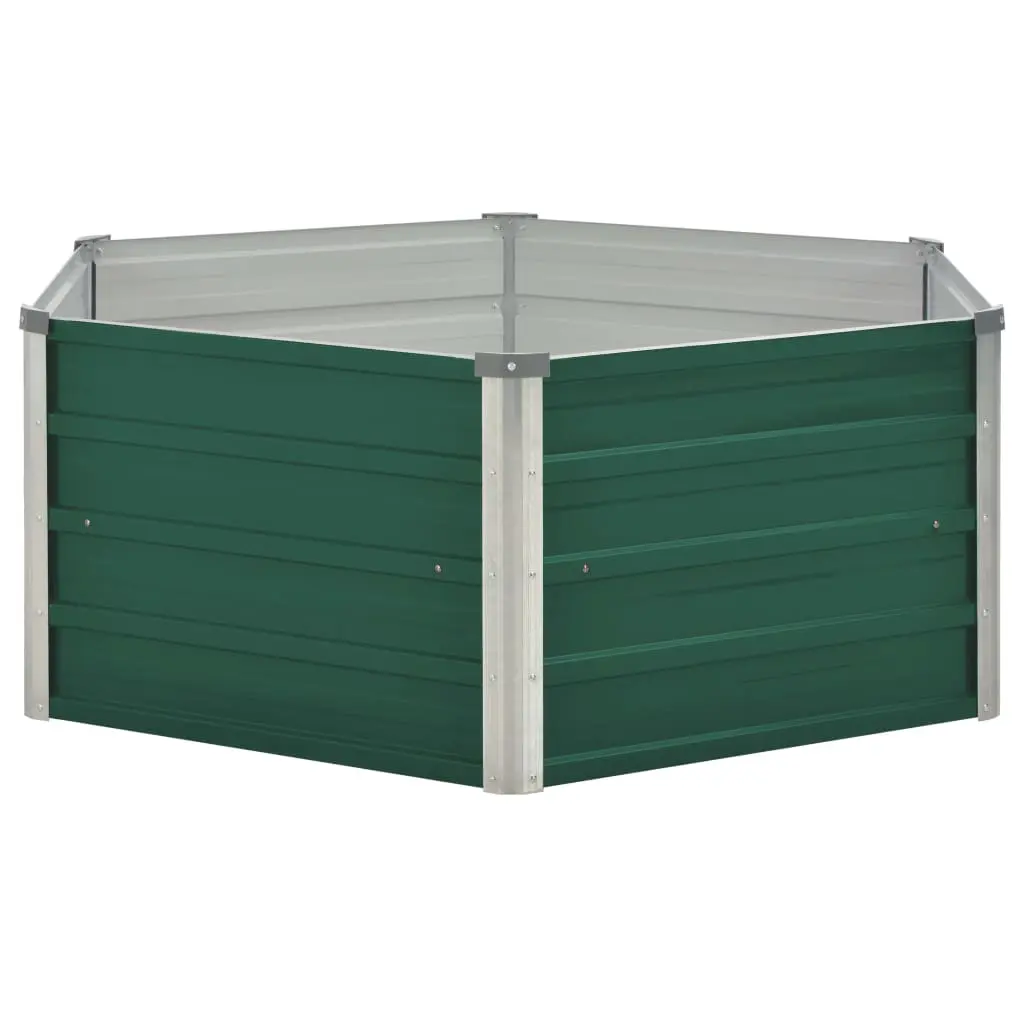 vidaXL Raised Garden Bed 129x129x46 cm Galvanised Steel Green