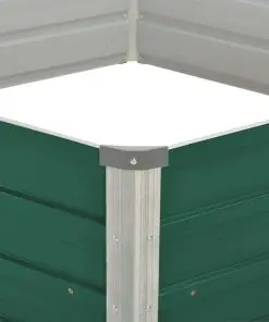 vidaXL Raised Garden Bed 129x129x46 cm Galvanised Steel Green