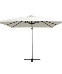 vidaXL Cantilever Umbrella with LED lights and Steel Pole 250×250 cm Sand