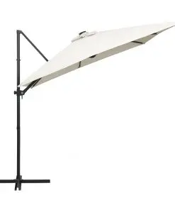 vidaXL Cantilever Umbrella with LED lights and Steel Pole 250×250 cm Sand