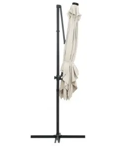 vidaXL Cantilever Umbrella with LED lights and Steel Pole 250×250 cm Sand