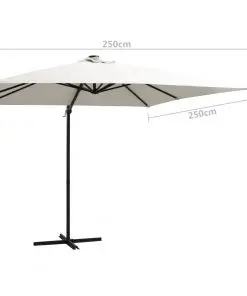 vidaXL Cantilever Umbrella with LED lights and Steel Pole 250×250 cm Sand