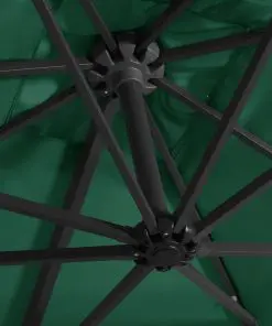 vidaXL Cantilever Umbrella with LED lights and Steel Pole 250×250 cm Green