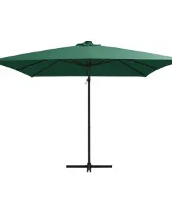 vidaXL Cantilever Umbrella with LED lights and Steel Pole 250×250 cm Green