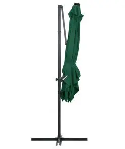 vidaXL Cantilever Umbrella with LED lights and Steel Pole 250×250 cm Green