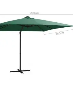 vidaXL Cantilever Umbrella with LED lights and Steel Pole 250×250 cm Green