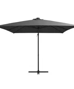 vidaXL Cantilever Umbrella with LED lights and Steel Pole 250×250 cm Anthracite