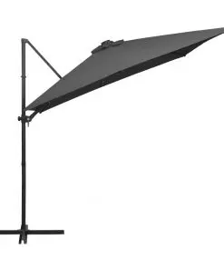 vidaXL Cantilever Umbrella with LED lights and Steel Pole 250×250 cm Anthracite