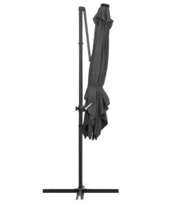 vidaXL Cantilever Umbrella with LED lights and Steel Pole 250×250 cm Anthracite