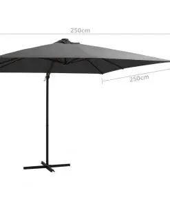 vidaXL Cantilever Umbrella with LED lights and Steel Pole 250×250 cm Anthracite