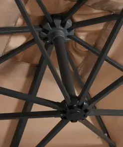 vidaXL Cantilever Umbrella with LED lights and Steel Pole 250×250 cm Taupe