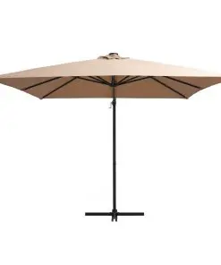 vidaXL Cantilever Umbrella with LED lights and Steel Pole 250×250 cm Taupe