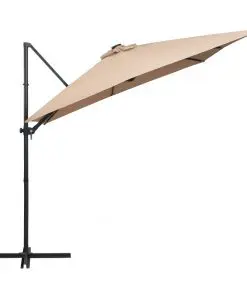 vidaXL Cantilever Umbrella with LED lights and Steel Pole 250×250 cm Taupe