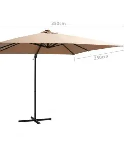 vidaXL Cantilever Umbrella with LED lights and Steel Pole 250×250 cm Taupe