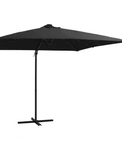 vidaXL Cantilever Umbrella with LED lights and Steel Pole 250×250 cm Black