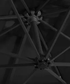 vidaXL Cantilever Umbrella with LED lights and Steel Pole 250×250 cm Black