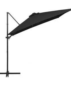 vidaXL Cantilever Umbrella with LED lights and Steel Pole 250×250 cm Black