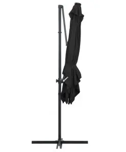 vidaXL Cantilever Umbrella with LED lights and Steel Pole 250×250 cm Black