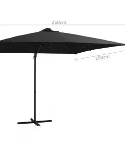 vidaXL Cantilever Umbrella with LED lights and Steel Pole 250×250 cm Black