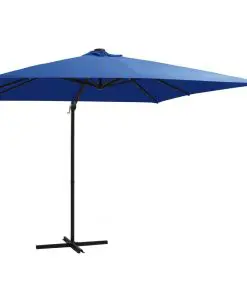 vidaXL Cantilever Umbrella with LED lights and Steel Pole 250×250 cm Azure Blue