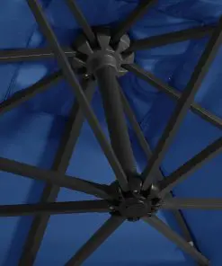 vidaXL Cantilever Umbrella with LED lights and Steel Pole 250×250 cm Azure Blue