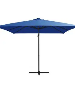 vidaXL Cantilever Umbrella with LED lights and Steel Pole 250×250 cm Azure Blue