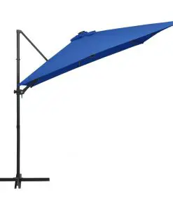 vidaXL Cantilever Umbrella with LED lights and Steel Pole 250×250 cm Azure Blue