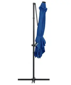 vidaXL Cantilever Umbrella with LED lights and Steel Pole 250×250 cm Azure Blue