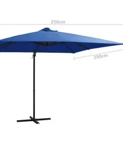 vidaXL Cantilever Umbrella with LED lights and Steel Pole 250×250 cm Azure Blue