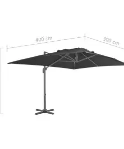 vidaXL Cantilever Umbrella with Aluminium Pole 4×3 m Black