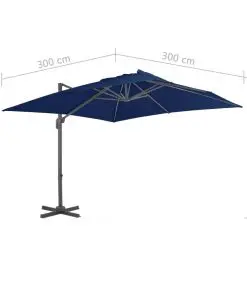 vidaXL Cantilever Umbrella with Aluminium Pole 3×3 m Azure Blue