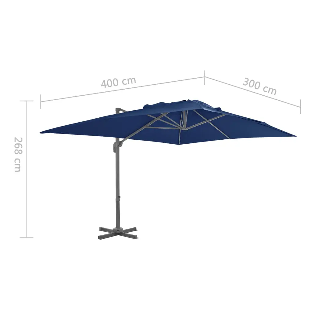 vidaXL Cantilever Umbrella with Aluminium Pole 4×3 m Azure Blue