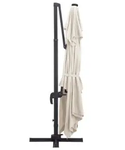 vidaXL Cantilever Umbrella with LED Lights and Aluminium Pole 400×300 cm Sand