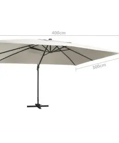 vidaXL Cantilever Umbrella with LED Lights and Aluminium Pole 400×300 cm Sand