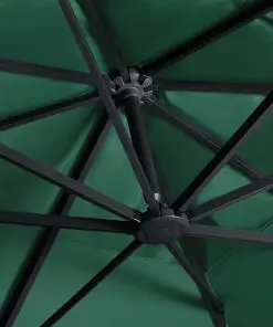 vidaXL Cantilever Umbrella with LED Lights and Aluminium Pole 400×300 cm Green