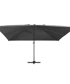 vidaXL Cantilever Umbrella with LED Lights and Aluminium Pole 400×300 cm Anthracite