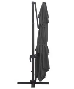 vidaXL Cantilever Umbrella with LED Lights and Aluminium Pole 400×300 cm Anthracite